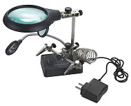 Лупа Kromatech настольная 2,5x/7,5x/10x, 34/90 мм, с держателем и подсветкой (5 LED) MG16129-С