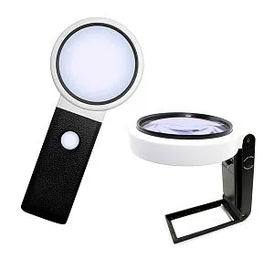 Лупа Kromatech настольная 3,5/25х, 110 мм, ручная, складная, с подсветкой (8 LED) TH-7018-C, изображение 1