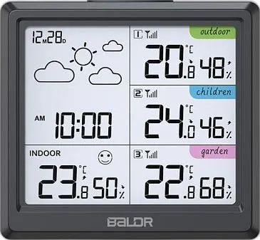 Метеостанция BALDR B0389WST4H4-V3 с тремя датчиками, черная