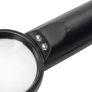 Лупа BRAUBERG ручная 5x, 50 мм, с подсветкой, черная (454128), изображение 3